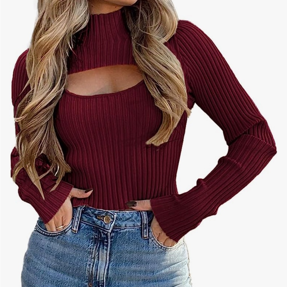Wine Red - two piece top - M